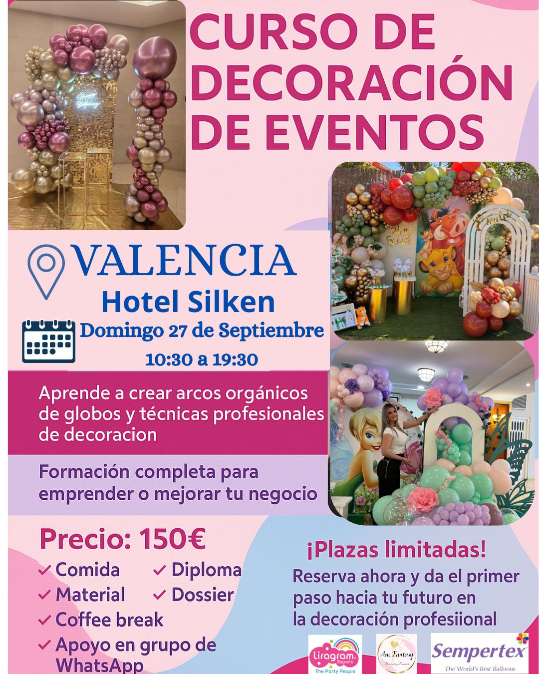 Curso Decoración con Globos 27 de Septiembre en Valencia